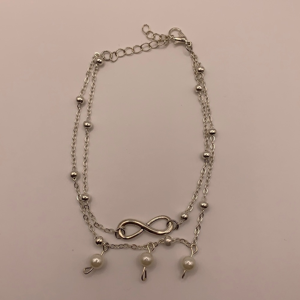 Two-Stranded Silver-tone Infinity Ankle Bracelet - Picture 2 of 5